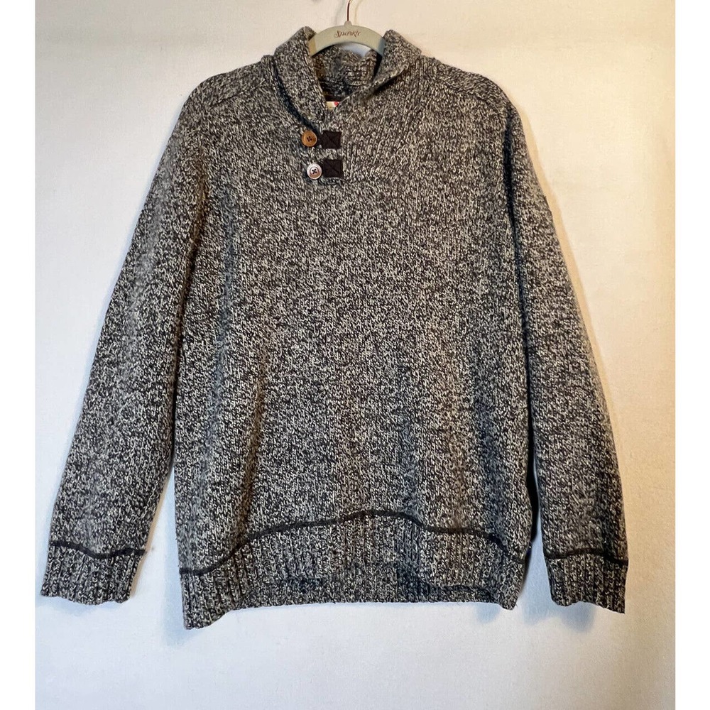 Fjallraven Mens Lada Sweater Size M/L 80% Wool Shawl Collar